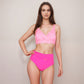 Swim Women's Crossover Bikini Set with Wide Strap Top and High Waist Twist Front Bottoms