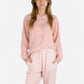 Woven Pajama Set with Long Sleeve Button-Up Top Elastic Cuff Sleeves and Relaxed Gingham Print Lounge Pants