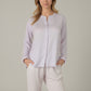 Woven Pajama Set with Long Sleeve Button-Up Top Elastic Cuff Sleeves and Relaxed Gingham Print Lounge Pants