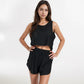 Eyelet Tank and Lounge Shorts Set with Elastic Waist and Relaxed Cropped Fit