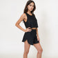 Eyelet Tank and Lounge Shorts Set with Elastic Waist and Relaxed Cropped Fit