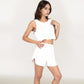 Eyelet Tank and Lounge Shorts Set with Elastic Waist and Relaxed Cropped Fit
