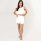 Eyelet Tank and Lounge Shorts Set with Elastic Waist and Relaxed Cropped Fit