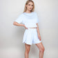 Ribbed Pajama Set with Cropped Short Sleeve Top Crew Neckline and Elastic Waist Lounge Shorts