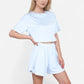 Ribbed Pajama Set with Cropped Short Sleeve Top Crew Neckline and Elastic Waist Lounge Shorts