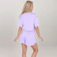 Ribbed Pajama Set with Cropped Short Sleeve Top Crew Neckline and Elastic Waist Lounge Shorts