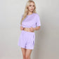 Ribbed Pajama Set with Cropped Short Sleeve Top Crew Neckline and Elastic Waist Lounge Shorts