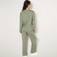 Henley Pajama Set with Long Sleeve Button-Front Top Relaxed Fit and Full-Length Stretch Lounge Pants