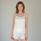 Camisole Pajama Set with Adjustable Spaghetti Straps Lettuce Hem Trim and Relaxed Fit Lounge Shorts