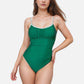Swim Women's One Piece Swimsuit with Scallop Trim Straps and Shirred Bust Detail