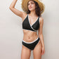 Swim Women's Two Piece Bikini Set with Contrast Trim and Wrap Front Top