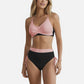 Swim Women's Two-Tone Bikini Set with Double Strap Top and High Waist Ruched Bottom with Side Tie Detail