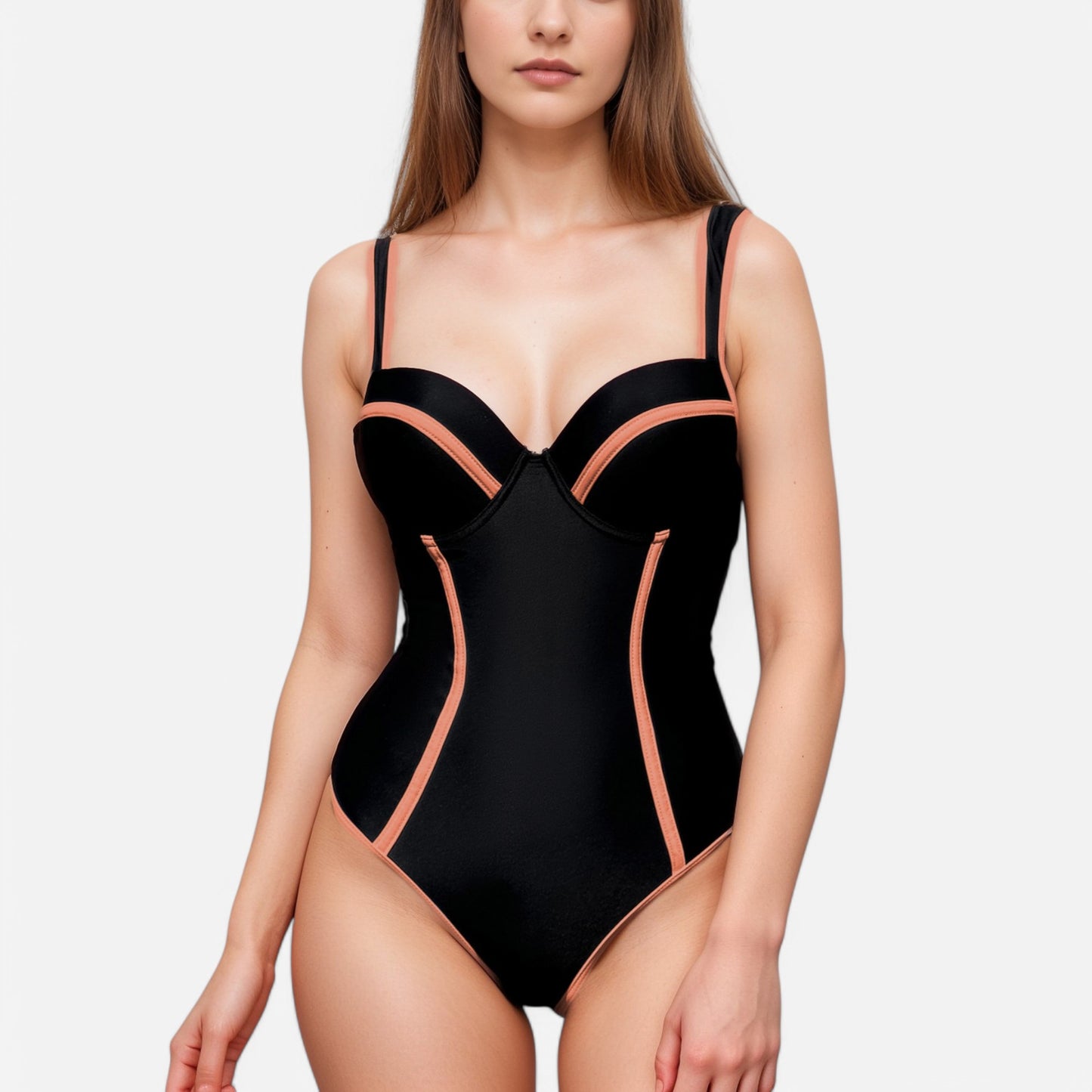 Swim Women's One Piece Swimsuit with Colorblock Piping and Molded Underwire Cups