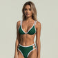 Swim Women's High Waist Bikini Set with Double Strap Triangle Top and Side Ring Strap Bottoms