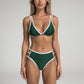 Swim Women's High Waist Bikini Set with Double Strap Triangle Top and Side Ring Strap Bottoms