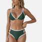 Swim Women's High Waist Bikini Set with Double Strap Triangle Top and Side Ring Strap Bottoms