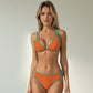 Swim Women's High Waist Bikini Set with Double Strap Triangle Top and Side Ring Strap Bottoms