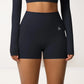 High Waist Active Shorts with Stretch Compression Fit Seamless Construction and Side Pocket Detail