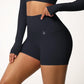 High Waist Active Shorts with Stretch Compression Fit Seamless Construction and Side Pocket Detail