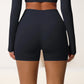High Waist Active Shorts with Stretch Compression Fit Seamless Construction and Side Pocket Detail