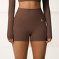 High Waist Active Shorts with Stretch Compression Fit Seamless Construction and Side Pocket Detail