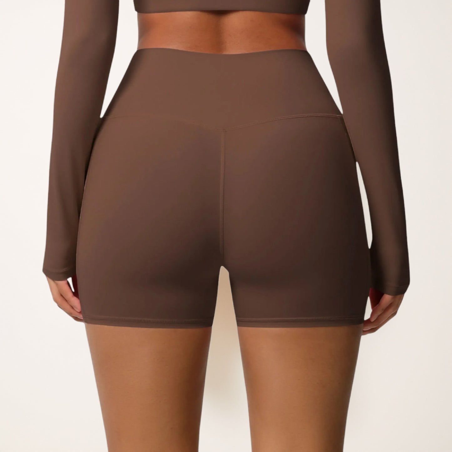 High Waist Active Shorts with Stretch Compression Fit Seamless Construction and Side Pocket Detail