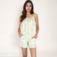 Floral Stripe Camisole and Lounge Shorts Set with Elastic Waist and Relaxed Fit
