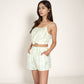 Floral Stripe Camisole and Lounge Shorts Set with Elastic Waist and Relaxed Fit