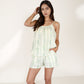 Floral Stripe Camisole and Lounge Shorts Set with Elastic Waist and Relaxed Fit