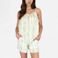 Floral Stripe Camisole and Lounge Shorts Set with Elastic Waist and Relaxed Fit