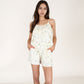 Floral Stripe Camisole and Lounge Shorts Set with Elastic Waist and Relaxed Fit