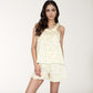 Bunny Print Camisole and Lounge Shorts Set with Ruffle Trim and Relaxed Fit