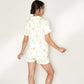 Floral Short Sleeve Button-Up Pajama Shirt and Lounge Shorts Set with Rolled Cuffs
