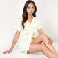 Floral Short Sleeve Button-Up Pajama Shirt and Lounge Shorts Set with Rolled Cuffs