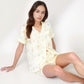 Floral Short Sleeve Button-Up Pajama Shirt and Lounge Shorts Set with Rolled Cuffs