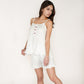 Ditsy Floral Cami Pajama Set with Ruffle Trim Shorts and Button Front Detail