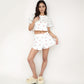 Cherry Print Pajama Set with Cropped Short Sleeve Top and High Waist Relaxed Fit Lounge Shorts