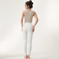 Zip-Up Cropped Athletic Tank Top with Built-In Bra and Contoured Seam Design