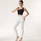 Zip-Up Cropped Athletic Tank Top with Built-In Bra and Contoured Seam Design