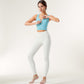 Zip-Up Cropped Athletic Tank Top with Built-In Bra and Contoured Seam Design