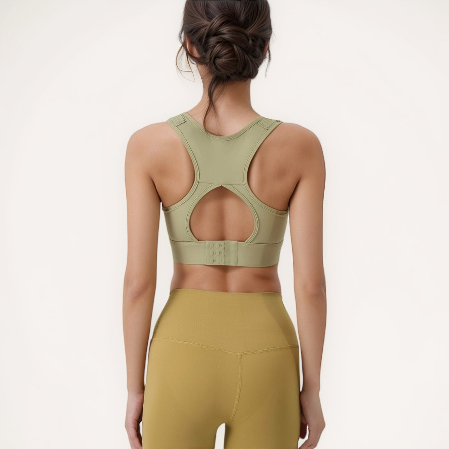 High Support Athletic Sports Bra with Scoop Neck and Wide Adjustable Straps