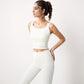 Square Neck Cropped Sports Tank Top with Wide Shoulder Straps and Smooth Seamless Finish