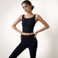 Square Neck Cropped Sports Tank Top with Wide Shoulder Straps and Smooth Seamless Finish