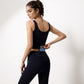 Square Neck Cropped Sports Tank Top with Wide Shoulder Straps and Smooth Seamless Finish