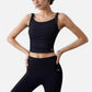 Square Neck Cropped Sports Tank Top with Wide Shoulder Straps and Smooth Seamless Finish