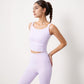 Square Neck Cropped Sports Tank Top with Wide Shoulder Straps and Smooth Seamless Finish