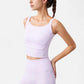 Square Neck Cropped Sports Tank Top with Wide Shoulder Straps and Smooth Seamless Finish