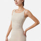 Square Neck Cropped Sports Tank Top with Wide Shoulder Straps and Smooth Seamless Finish