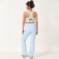 Front Zip Crop Sports Bra with Scoop Neckline and Wide Shoulder Straps for Medium Support
