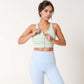 Front Zip Crop Sports Bra with Scoop Neckline and Wide Shoulder Straps for Medium Support